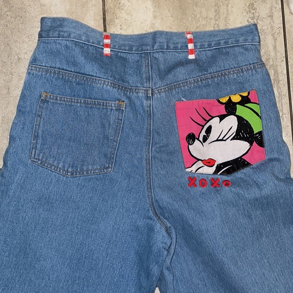 Disney VTG Mickey Mouse Patchwork Cotton Denim Straight Leg Jeans Size 11/12 - Picture 8 of 9